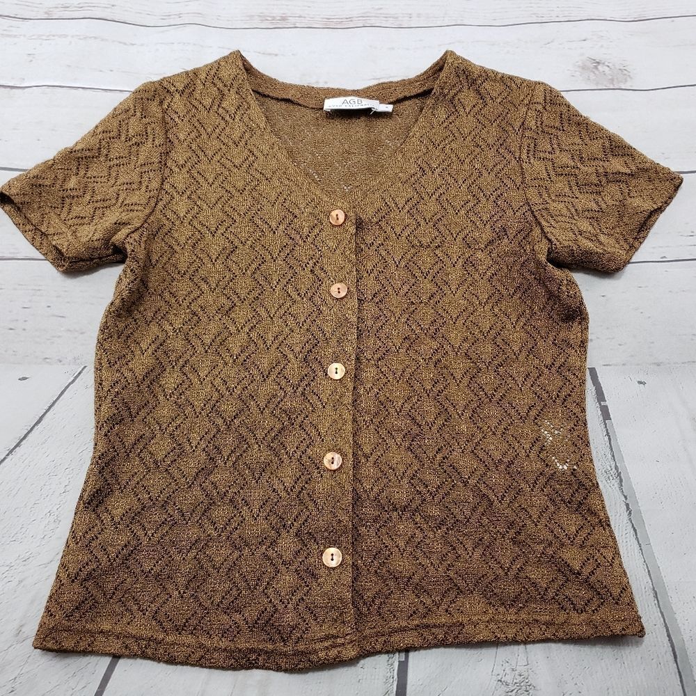 Y2K Vintage AGB Byer California Top Size Small Button Down Shirt Knit Top Sheer